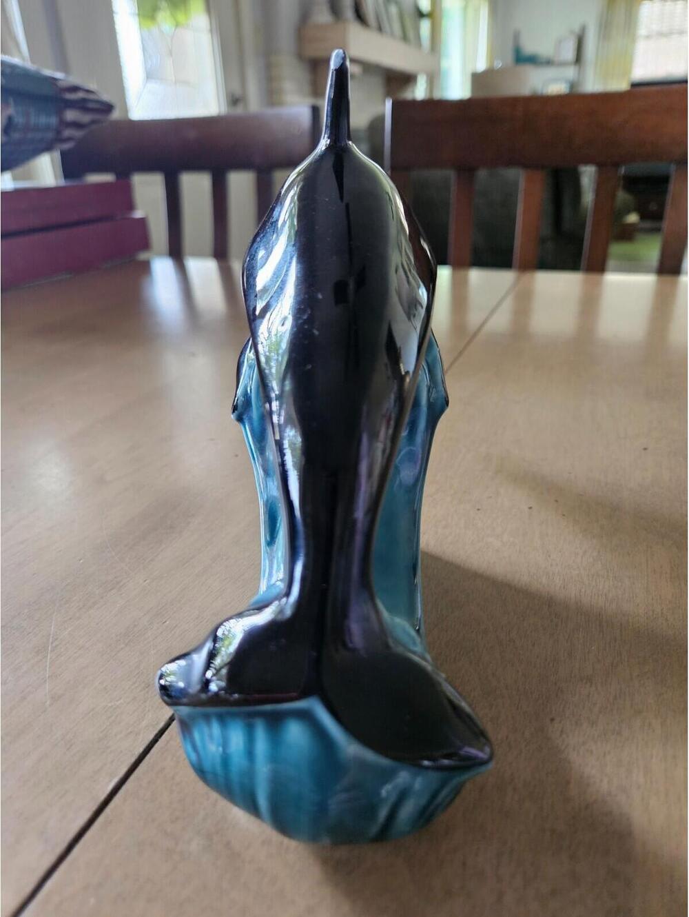 Dolphin Statue - Green Blue & Black Made By Poole Pottery 9"x6" - Picture 4 of 4